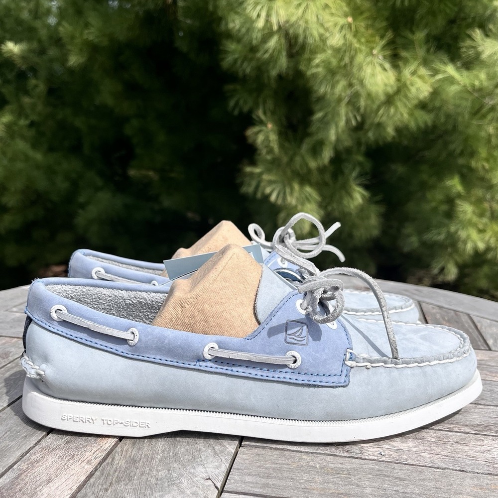 Sperry Authentic Original 2-Eye Boat Shoe Womens 8.5 Leather Light Blue Topsider